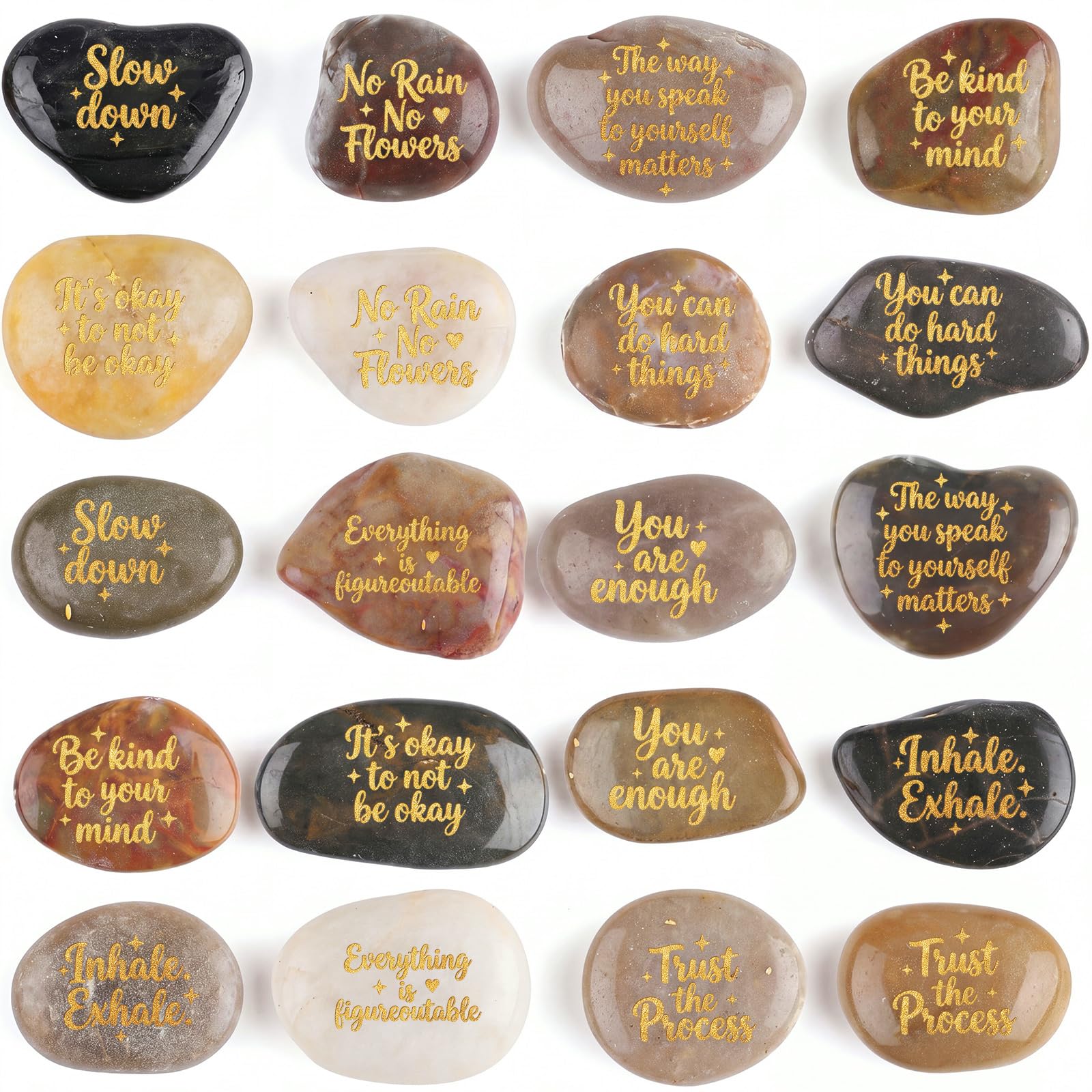 Landical 20 Pcs Inspirational Rocks Bulk Employee Gift, Mental Health