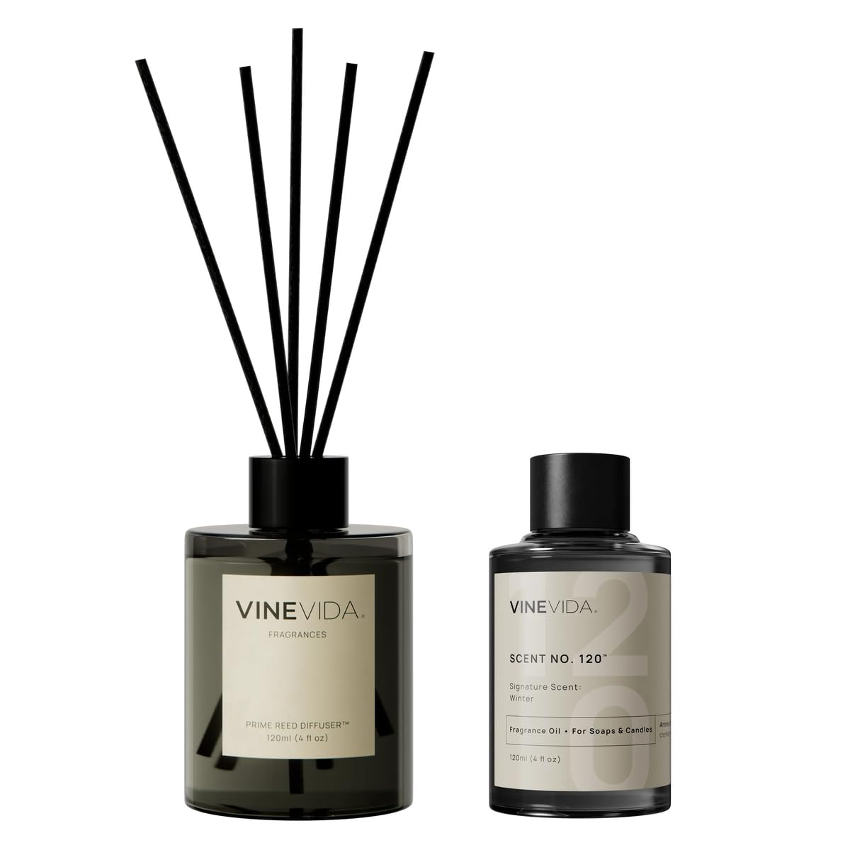 VINEVIDA | Winter | Reed Diffuser for Home & Bathroom | Long-Lasting Scent Sticks Set | Oil Stick Diffuser | Bathroom Scent