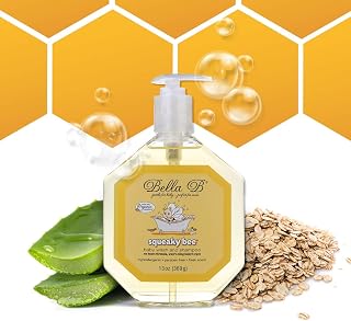 BELLA B Squeaky Bee Bodywash and Shampoo 13 oz - Baby Body Wash And Shampoo - Baby Bath Wash - Organic Body Wash - Natural Body Wash - Kids Body Wash - Organic Soap - Baby Soap - Shampoo Organic